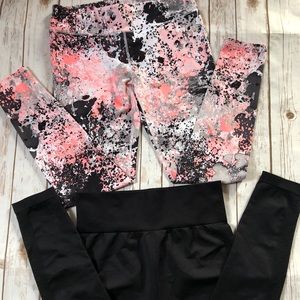 Fabletics 2 pair of leggings. 1 black/1print. MED